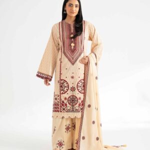 Persian Doll Motifs Style 3 Piece Unstitched Suit