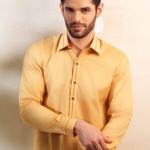 Mustard Pima Cotton 2 Piece Unstitched Suit