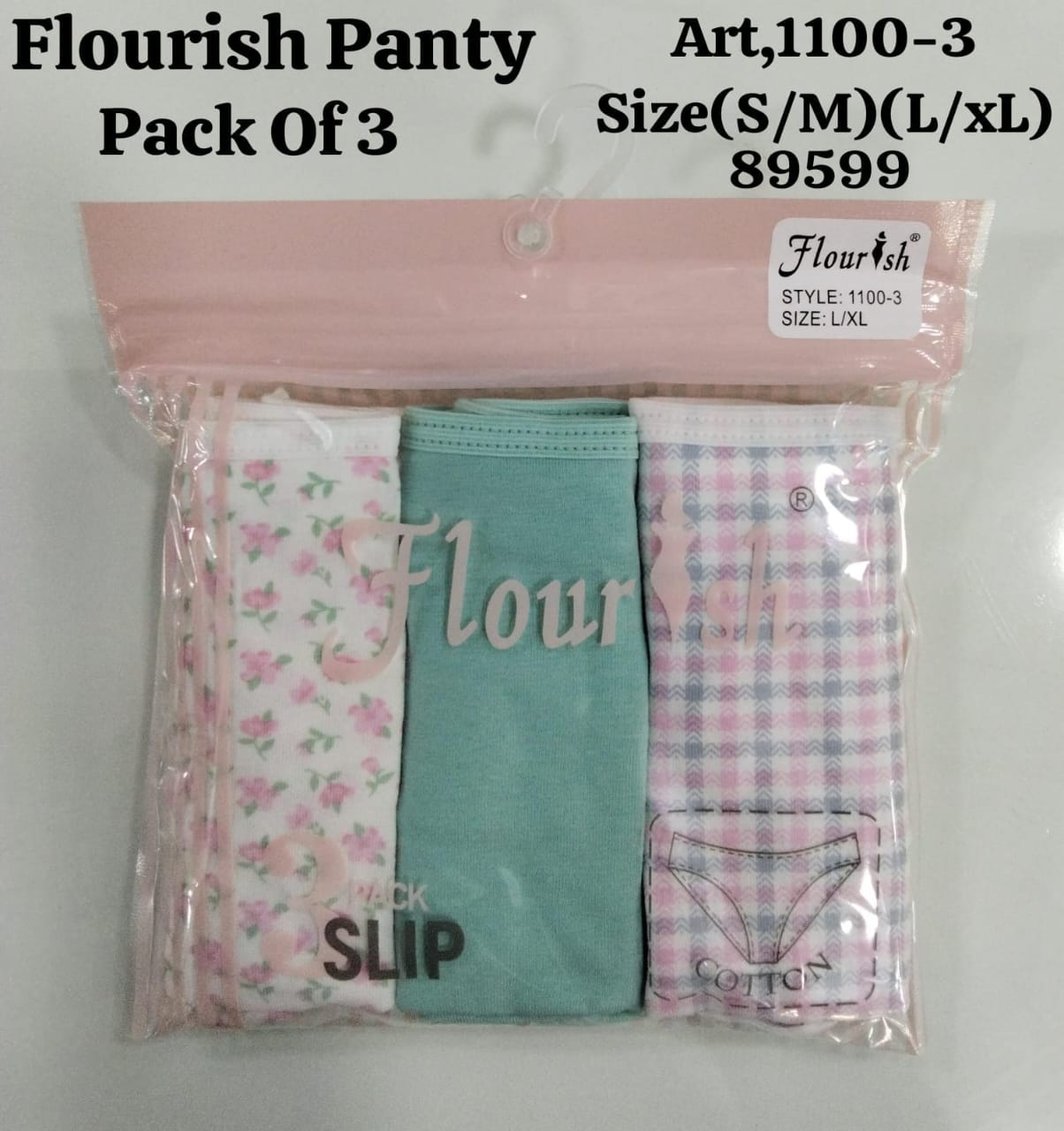 Flourish Style 1100-3 Panty – Pack of 3 (S/M & L/XL)
