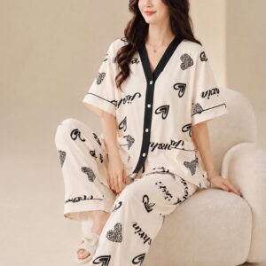 Y-nack button style Printed design Night Suit 02