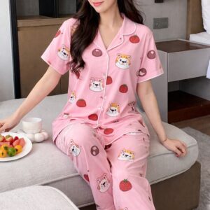 Y-nack button style Printed design Night Suit 04