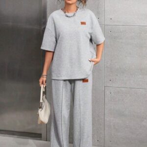 Jersey Loungewear Co-ord Set - Grey Oversized (2 Piece)